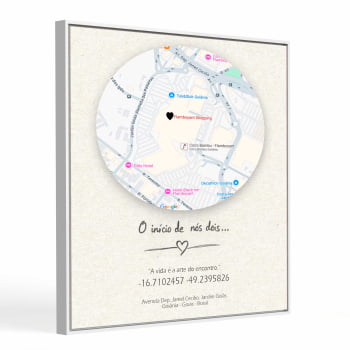 Quadro Personalizado  Quadrado - O início de nós dois-Mapa - 25x25 cm 