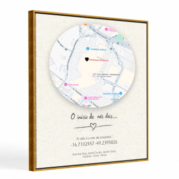 Quadro Personalizado  Quadrado - O início de nós dois-Mapa - 25x25 cm 