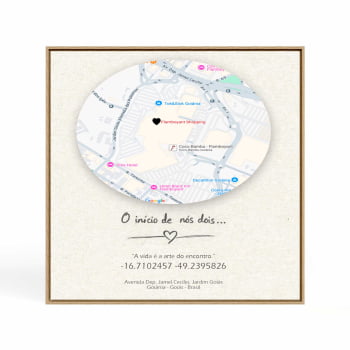 Quadro Personalizado  Quadrado - O início de nós dois-Mapa - 25x25 cm 