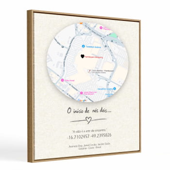 Quadro Personalizado  Quadrado - O início de nós dois-Mapa - 25x25 cm 