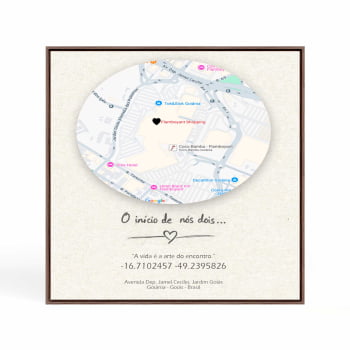 Quadro Personalizado  Quadrado - O início de nós dois-Mapa - 25x25 cm 