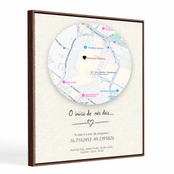 Quadro Personalizado  Quadrado - O início de nós dois-Mapa - 25x25 cm 