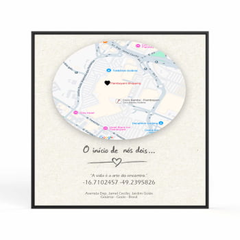 Quadro Personalizado  Quadrado - O início de nós dois-Mapa - 25x25 cm 