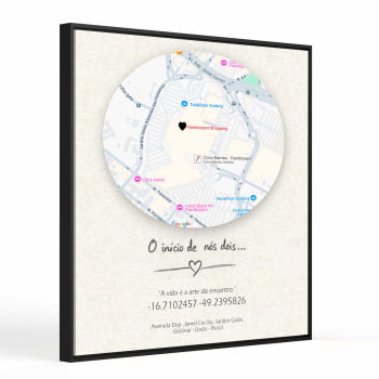 Quadro Personalizado  Quadrado - O início de nós dois-Mapa - 25x25 cm 