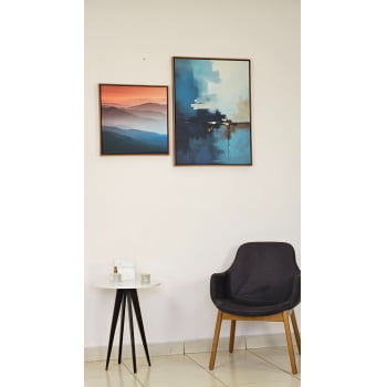 Kit 2 quadros Moldura 80x60cm e 50x50cm - Duo Abstrato Paisagem em Dualidade