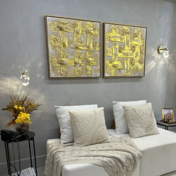 Kit 2 quadros quadrados Moldura Dourada Tamanho 2x70x70 cm - Golden Dreams  por Nayana Mesquita 