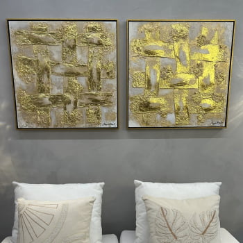 Kit 2 quadros quadrados Moldura Dourada Tamanho 2x70x70 cm - Golden Dreams  por Nayana Mesquita 