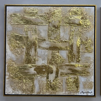 Kit 2 quadros quadrados Moldura Dourada Tamanho 2x70x70 cm - Golden Dreams  por Nayana Mesquita 