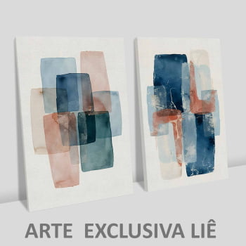 Kit 2 quadros retangulares - Duo formas coloridas