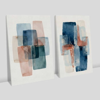 Kit 2 quadros retangulares - Duo formas coloridas