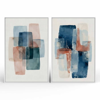 Kit 2 quadros retangulares - Duo formas coloridas