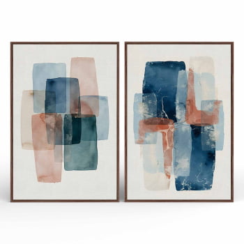 Kit 2 quadros retangulares - Duo formas coloridas