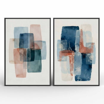 Kit 2 quadros retangulares - Duo formas coloridas
