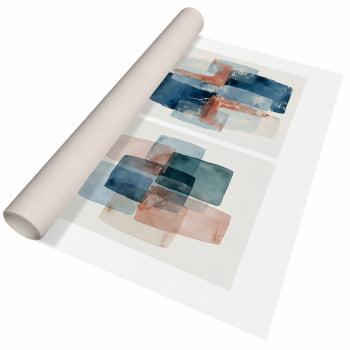 Kit 2 quadros retangulares - Duo formas coloridas