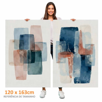 Kit 2 quadros retangulares - Duo formas coloridas