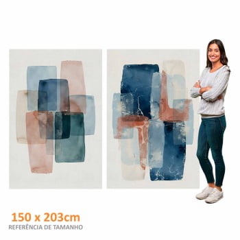 Kit 2 quadros retangulares - Duo formas coloridas