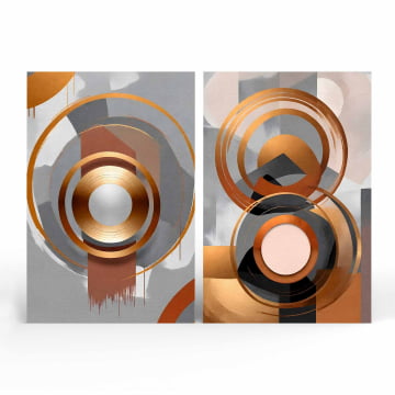 Kit 2 quadros retangulares - Duo Formas modernas abstratas 