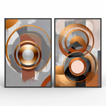 Kit 2 quadros retangulares - Duo Formas modernas abstratas 