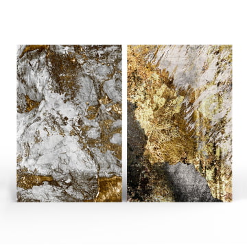 Kit 2 quadros retangulares - Duo rocky gold