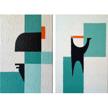 Kit 2 quadros retangulares -Duo Texturas Geométricas