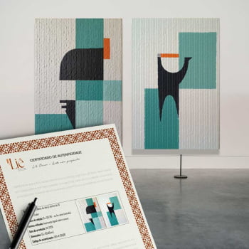 Kit 2 quadros retangulares -Duo Texturas Geométricas
