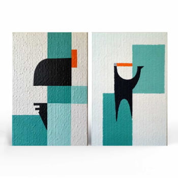Kit 2 quadros retangulares -Duo Texturas Geométricas