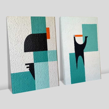 Kit 2 quadros retangulares -Duo Texturas Geométricas