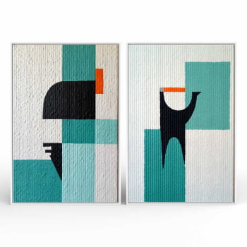 Kit 2 quadros retangulares -Duo Texturas Geométricas