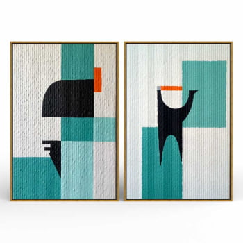 Kit 2 quadros retangulares -Duo Texturas Geométricas