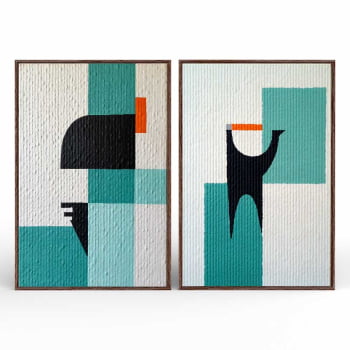 Kit 2 quadros retangulares -Duo Texturas Geométricas