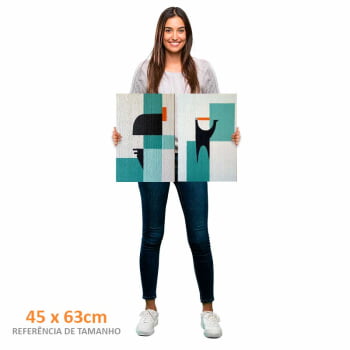 Kit 2 quadros retangulares -Duo Texturas Geométricas