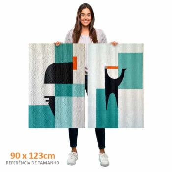 Kit 2 quadros retangulares -Duo Texturas Geométricas