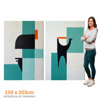 Kit 2 quadros retangulares -Duo Texturas Geométricas