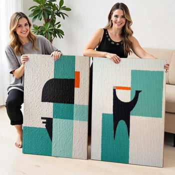 Kit 2 quadros retangulares -Duo Texturas Geométricas