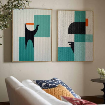 Kit 2 quadros retangulares -Duo Texturas Geométricas