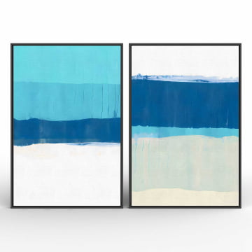 Kit 2 quadros retangulares - Duo tons azuis