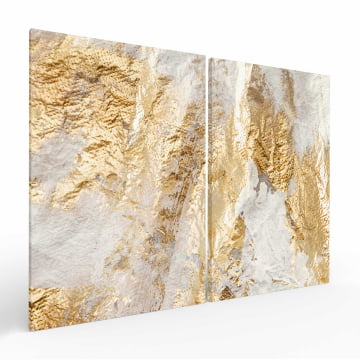 Kit 2 quadros retangulares - Duo white rock gold