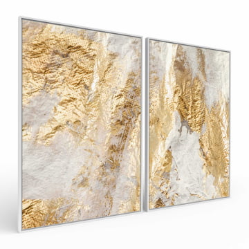 Kit 2 quadros retangulares - Duo white rock gold
