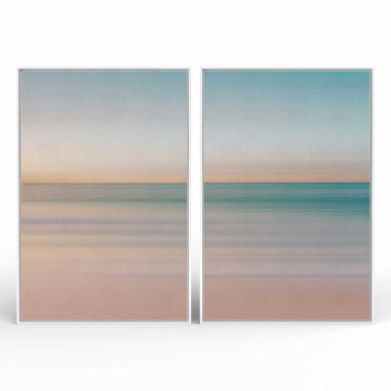Kit 2 quadros retangulares - Praia ao entardecer blur