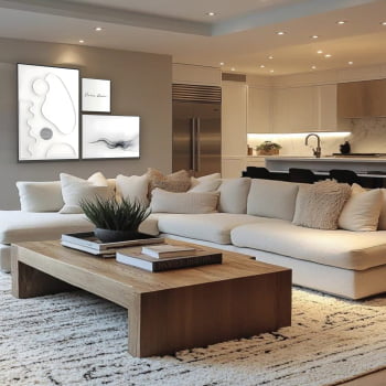 Kit 3 quadros - Deixa fluir - Moldura Branca - 130x93cm Kit 3 quadros - Deixa fluir - Moldura Branca - 130x93cm