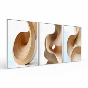 Kit 3 quadros retangulares - Trio Curvas Abstratas