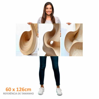 Kit 3 quadros retangulares - Trio Curvas Abstratas