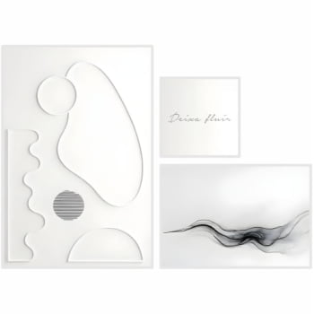 Kit 3 quadros - Deixa fluir - Moldura Branca - 130x93cm