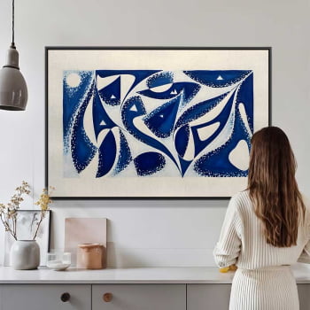 Quadro Retangular - Abstract Geometric Blue
