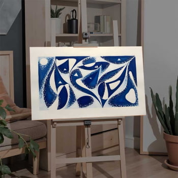 Quadro Retangular - Abstract Geometric Blue