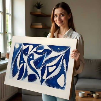 Quadro Retangular - Abstract Geometric Blue