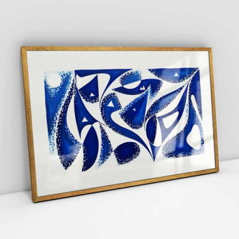Quadro Retangular - Abstract Geometric Blue