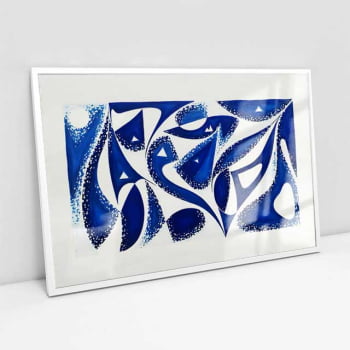 Quadro Retangular - Abstract Geometric Blue