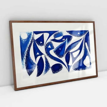 Quadro Retangular - Abstract Geometric Blue