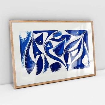Quadro Retangular - Abstract Geometric Blue